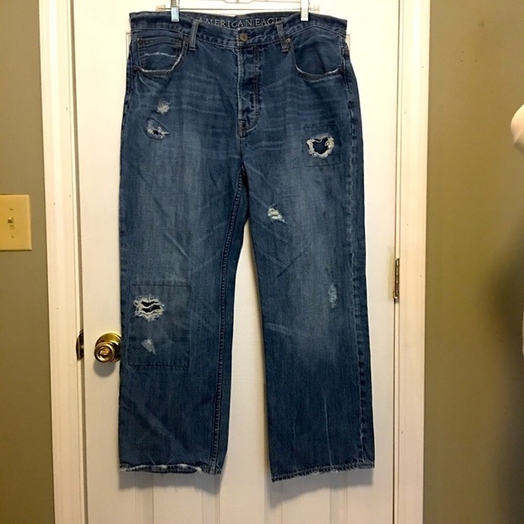Men’s American Eagle distressed jeans size 36/30. Button fly, 5 pocket style. - Picture 1 of 6